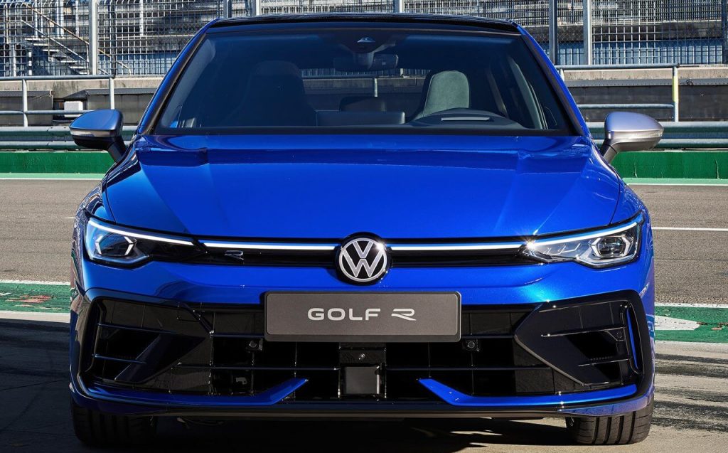 Front Profile of Blue 2025 VW Golf R